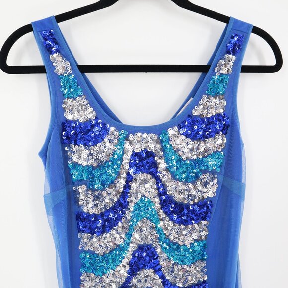 Hailey Logan By Adrianna Papell Sequin Bodycon Dress Womens 5/6 Blue Mermaidcore - Picture 9 of 10